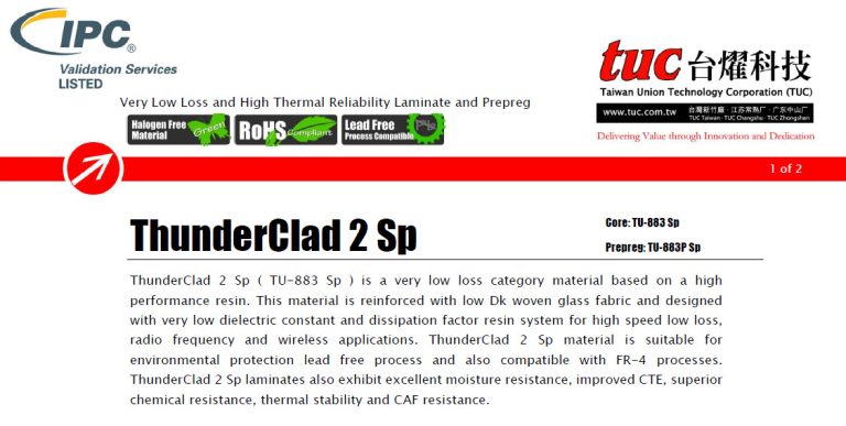 台耀TU-883 sp板材介绍 5 台耀TU-883 sp板材