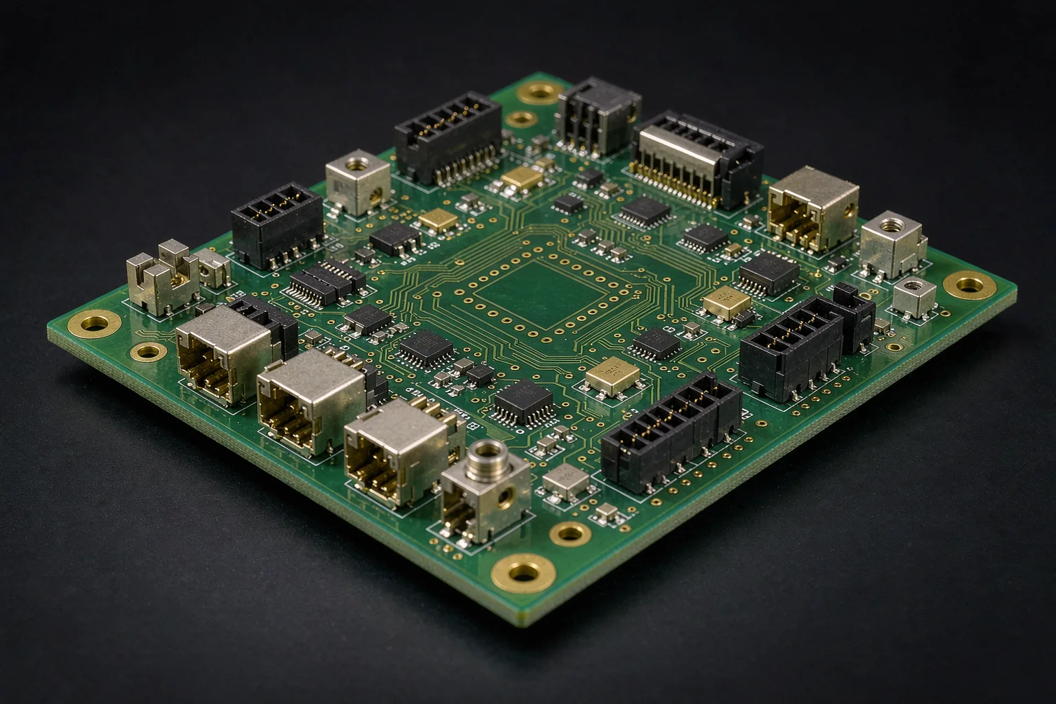 四层工业控制PCB实拍：沉金表面处理与完整地电层